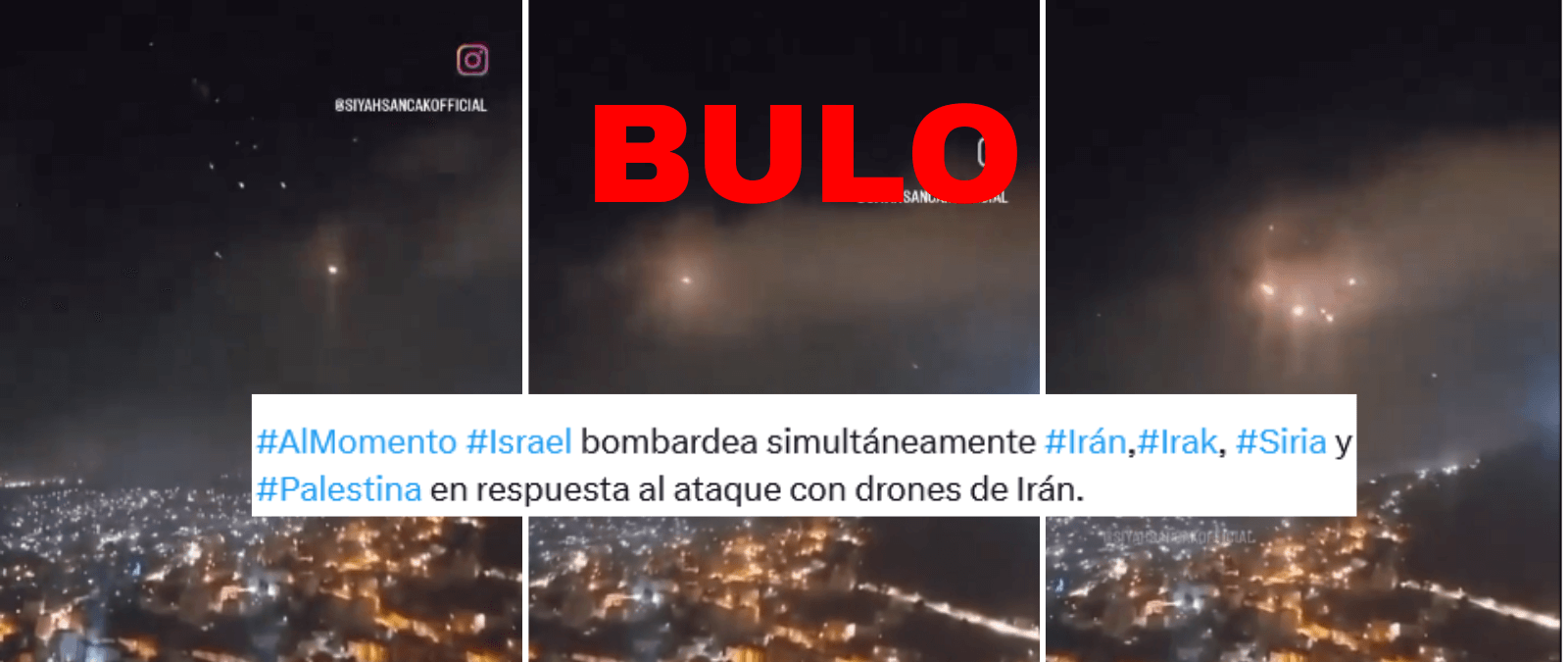 No, este vídeo no muestra un bombardeo de Israel contra Irán, Irak, Siria y Palestina el 19 de abril: es la ofensiva de Irán contra Israel del 14 de abril
