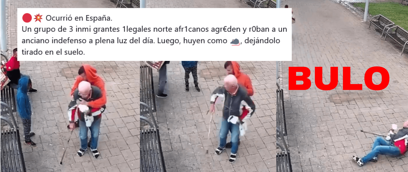 No, este vídeo no muestra a “inmigrantes ilegales” robando y agrediendo a un anciano en España
