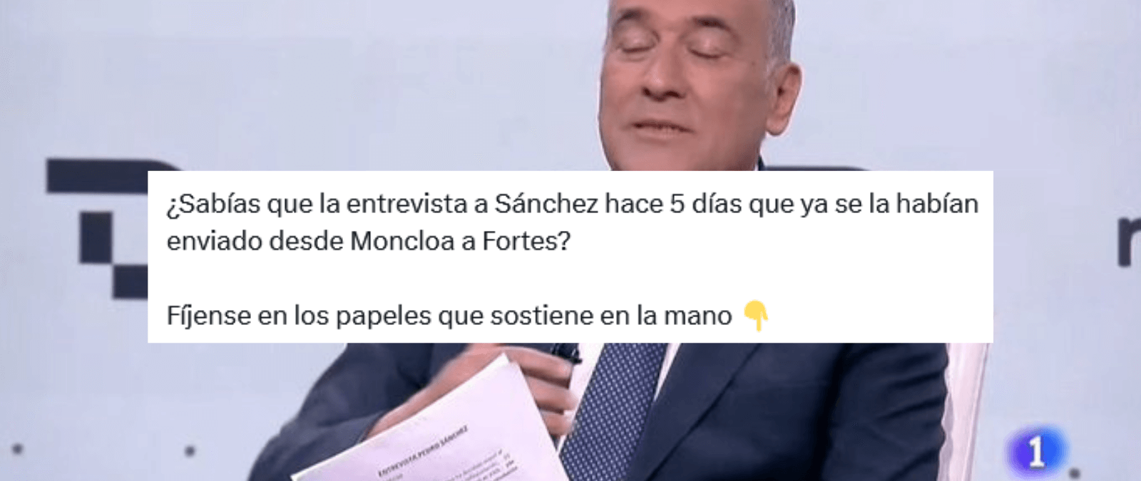 La entrevista a Pedro Sánchez en TVE del 29 de abril: no hay pruebas de que las preguntas se enviasen cinco días antes desde La Moncloa al periodista Xabier Fortes