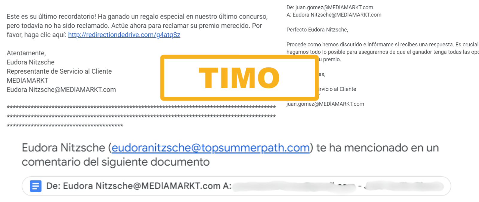 No, este correo que afirma que has ganado un “regalo especial” en su último concurso no es de MediaMarkt: es un timo