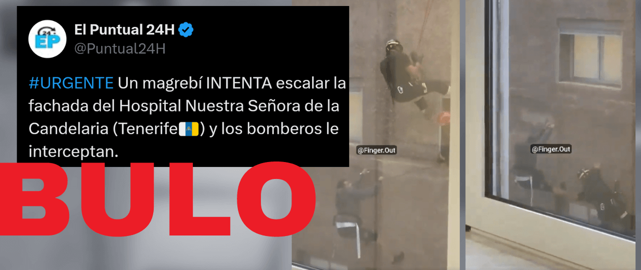 No, este vídeo no es de un hombre magrebí intentando escalar el muro de un hospital en Tenerife: es un paciente canario