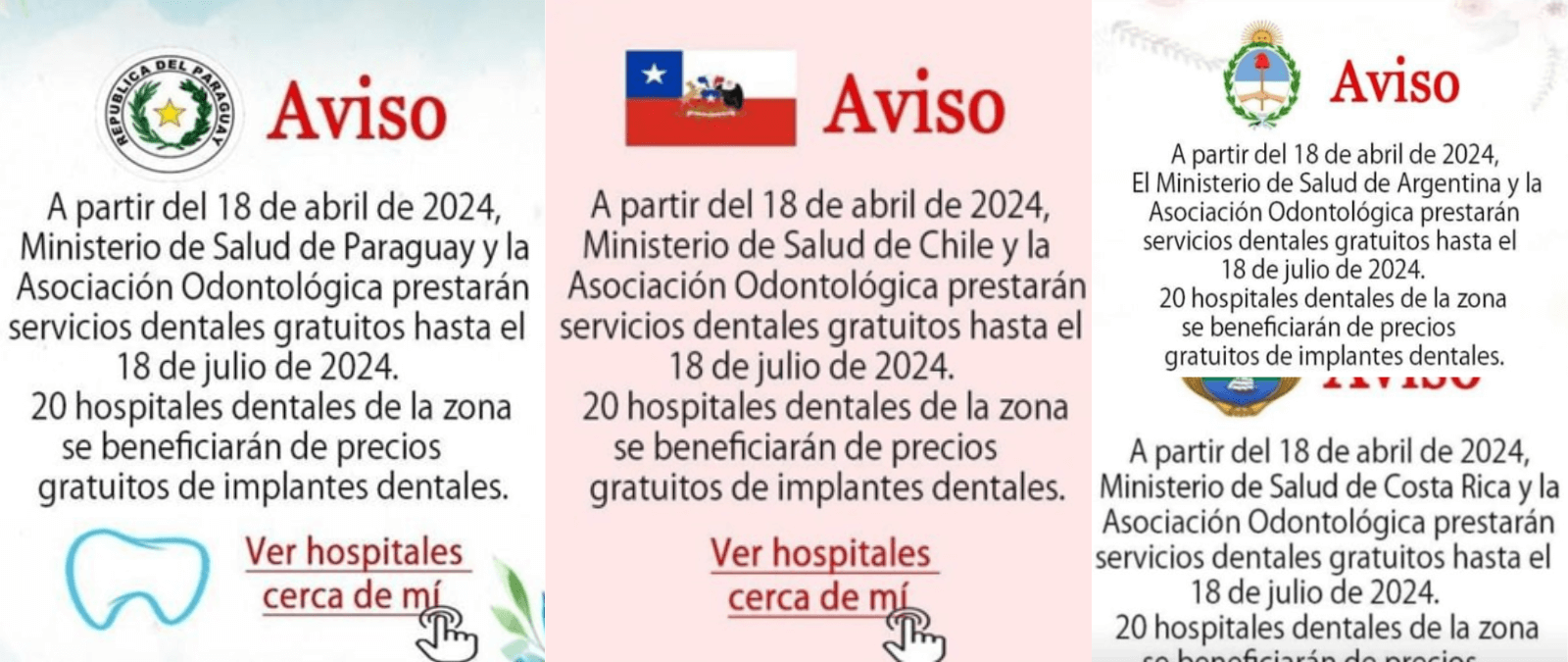 Cuidado con esta publicación sobre implantes dentales gratuitos en