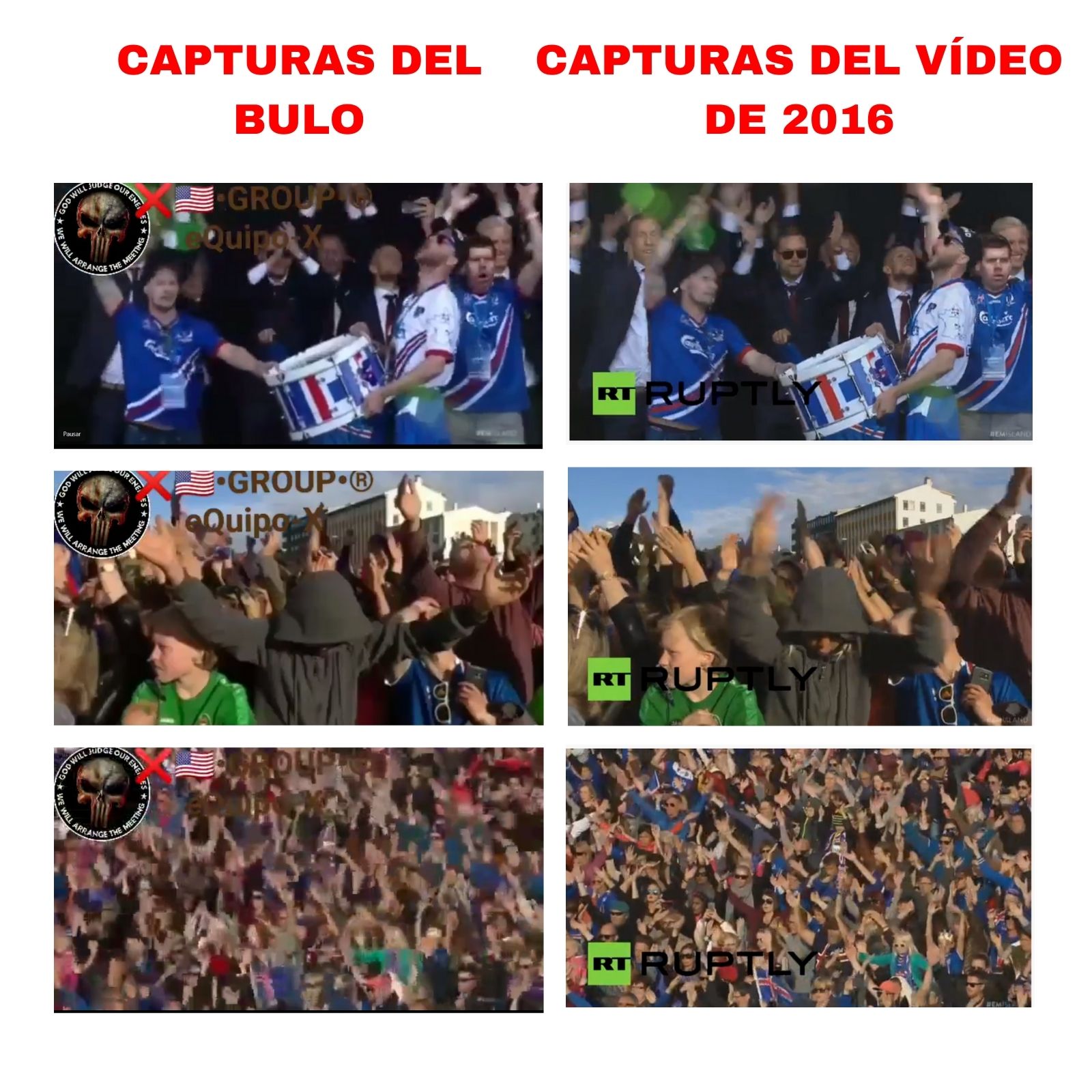Capturas del bulo y del vídeo que se publicó en 2016.