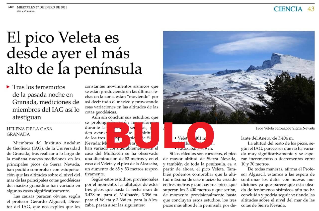La supuesta publicación de ABC que circula sobre el pico Veleta en Granada.