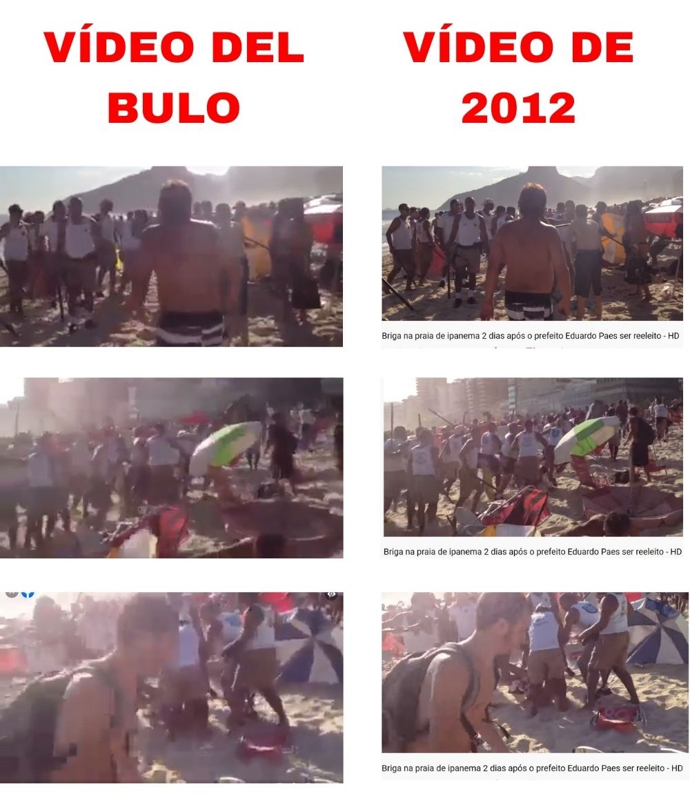 Comparación del vídeo del bulo y del vídeo de 2012.